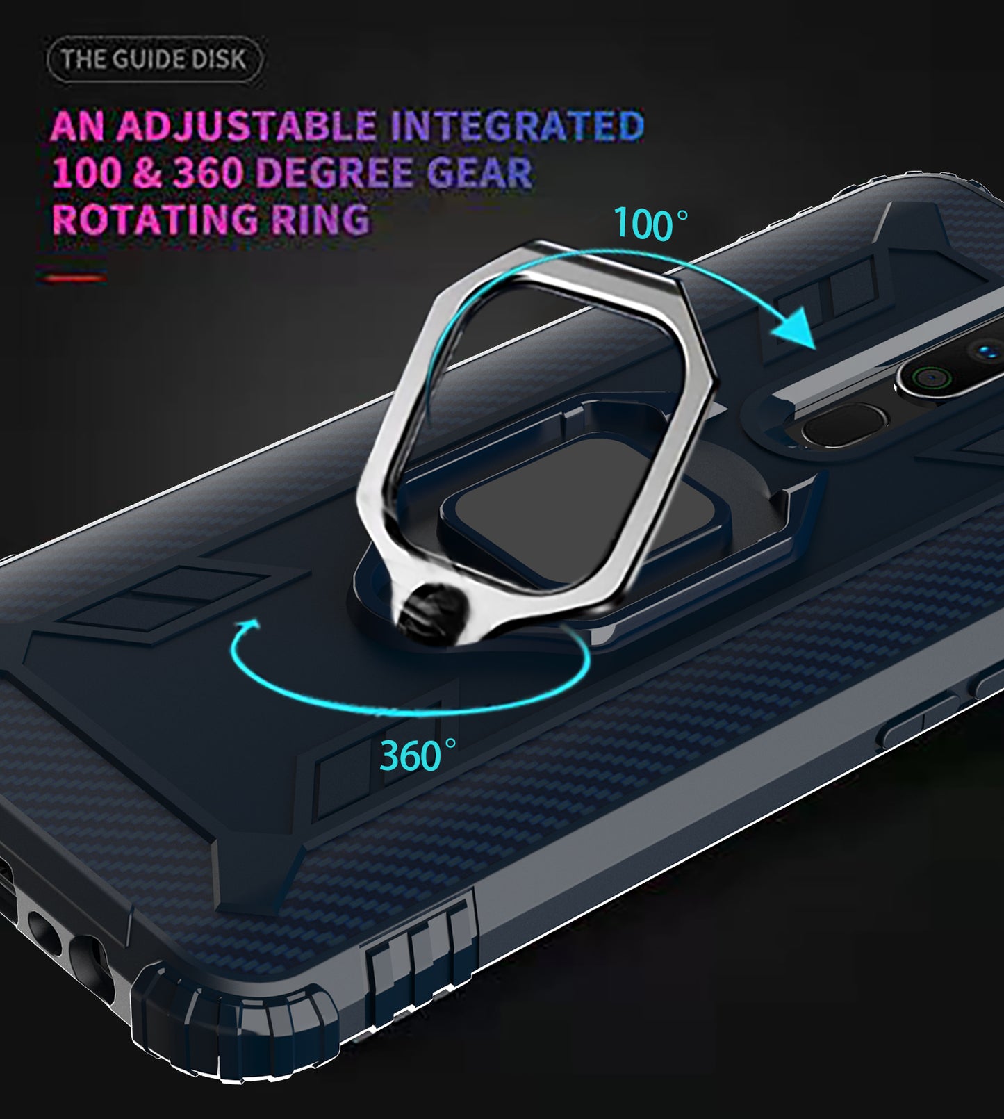 Finger Ring Kickstand TPU Phone Casing [Built-in Magnetic Metal Sheet] for OPPO A9 (2020)