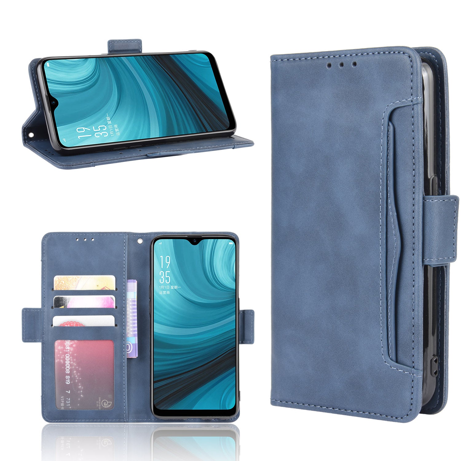Wallet Stand Flip Leather Protective Case for OPPO A12/A7/AX7/A5s/AX5s