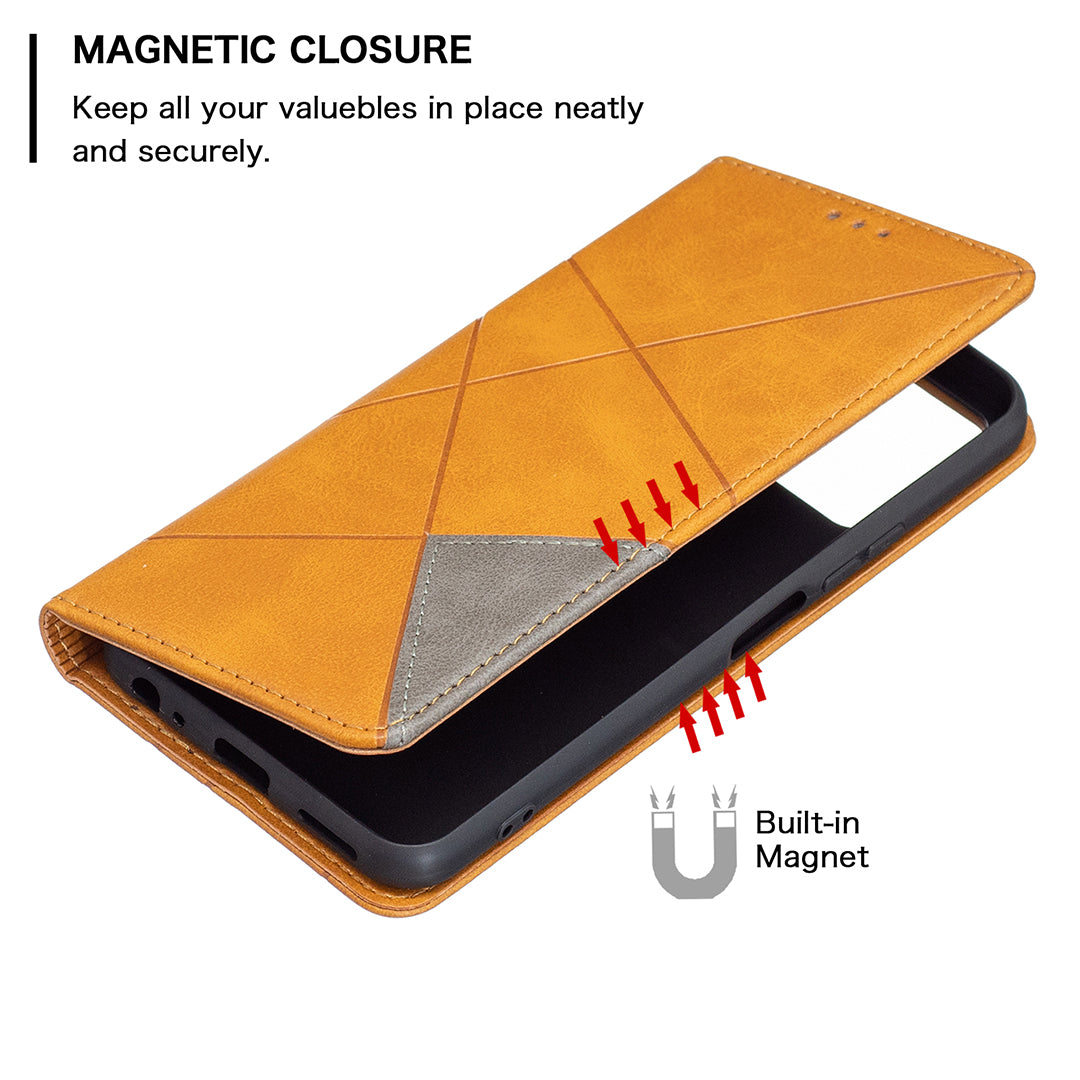 For vivo Y21 Scratch-resistant Rhombus-Like Protective Phone Cover Imprinting Card Slots Design Leather Stand Phone Case