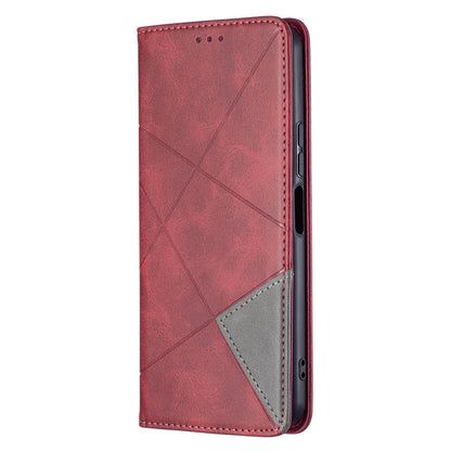 For vivo Y21 Scratch-resistant Rhombus-Like Protective Phone Cover Imprinting Card Slots Design Leather Stand Phone Case