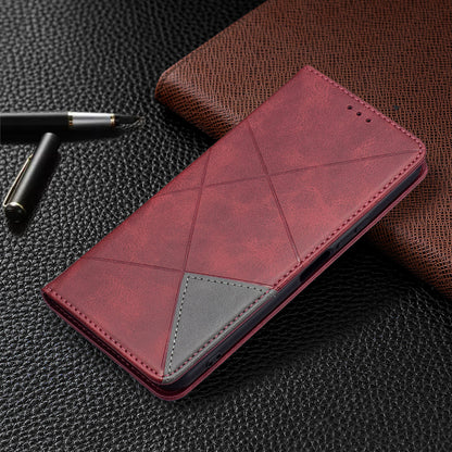 For vivo Y21 Scratch-resistant Rhombus-Like Protective Phone Cover Imprinting Card Slots Design Leather Stand Phone Case