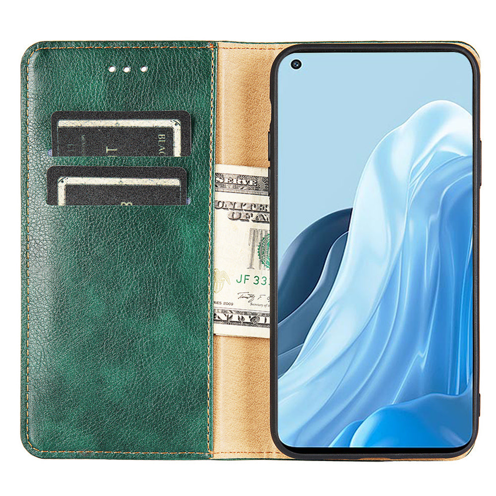 Wallet PU Leather Cover for Oppo Find X5 Lite, Stand Function Magnetic Auto-absorbed Phone Case