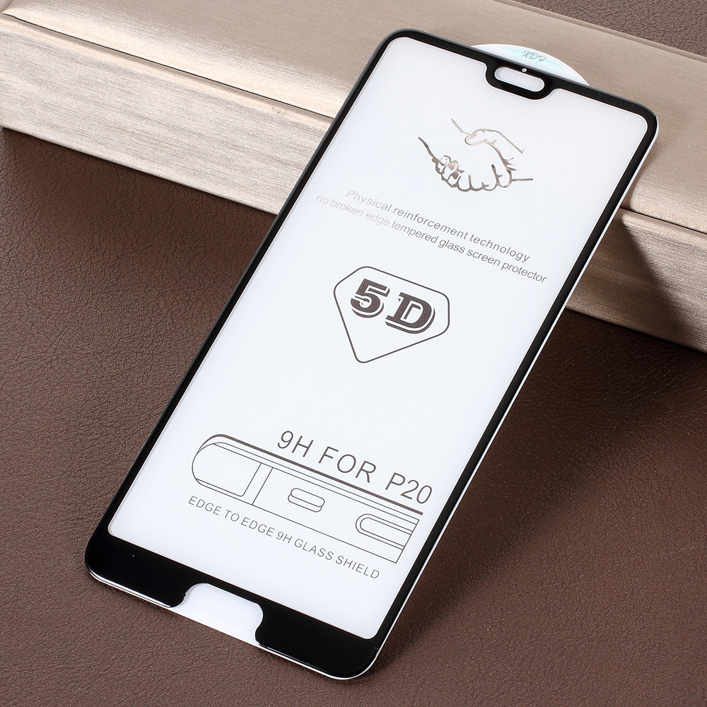 5D 9H [Full Glue Full Size] Tempered Glass Screen Protector Guard Film for Huawei P20 Pro