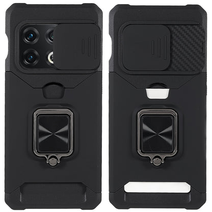 For OnePlus 10 Pro Wear-resistant PC + TPU Camera Slider Anti-drop Card Slot + Metal Kickstand Design Case