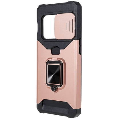 For OnePlus 10 Pro Wear-resistant PC + TPU Camera Slider Anti-drop Card Slot + Metal Kickstand Design Case