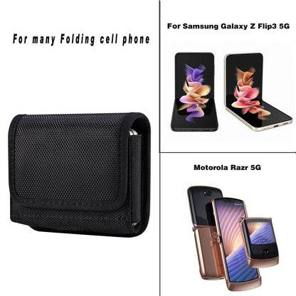 For Huawei P50 Pocket/Samsung Galaxy Z Flip3 5G/Z Flip 5G/Z Flip Oxford Cloth Folding Phone Bag Waist Belt Clip Cell Phone Case
