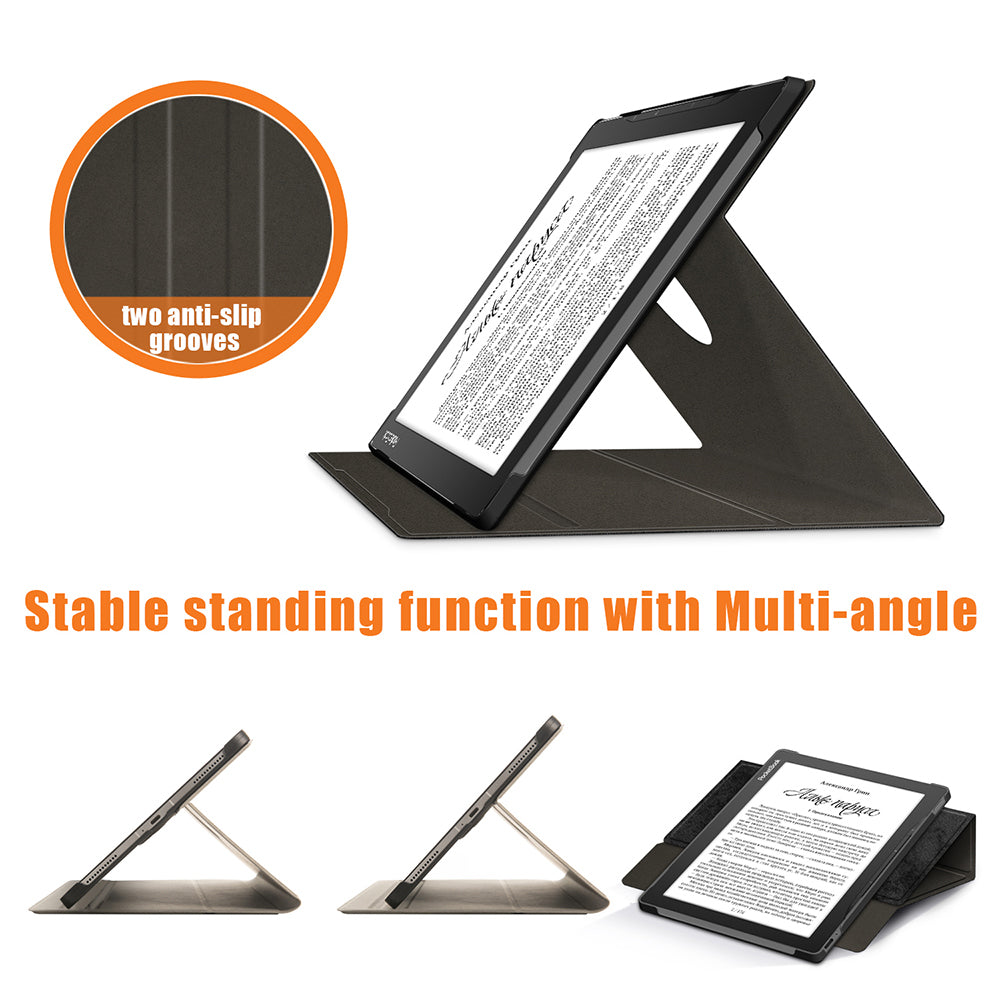 For PocketBook InkPad Lite PB970 Rotary Kickstand Pen Holder Case Dual-Angle Anti-Scratch Textured Surface Cover