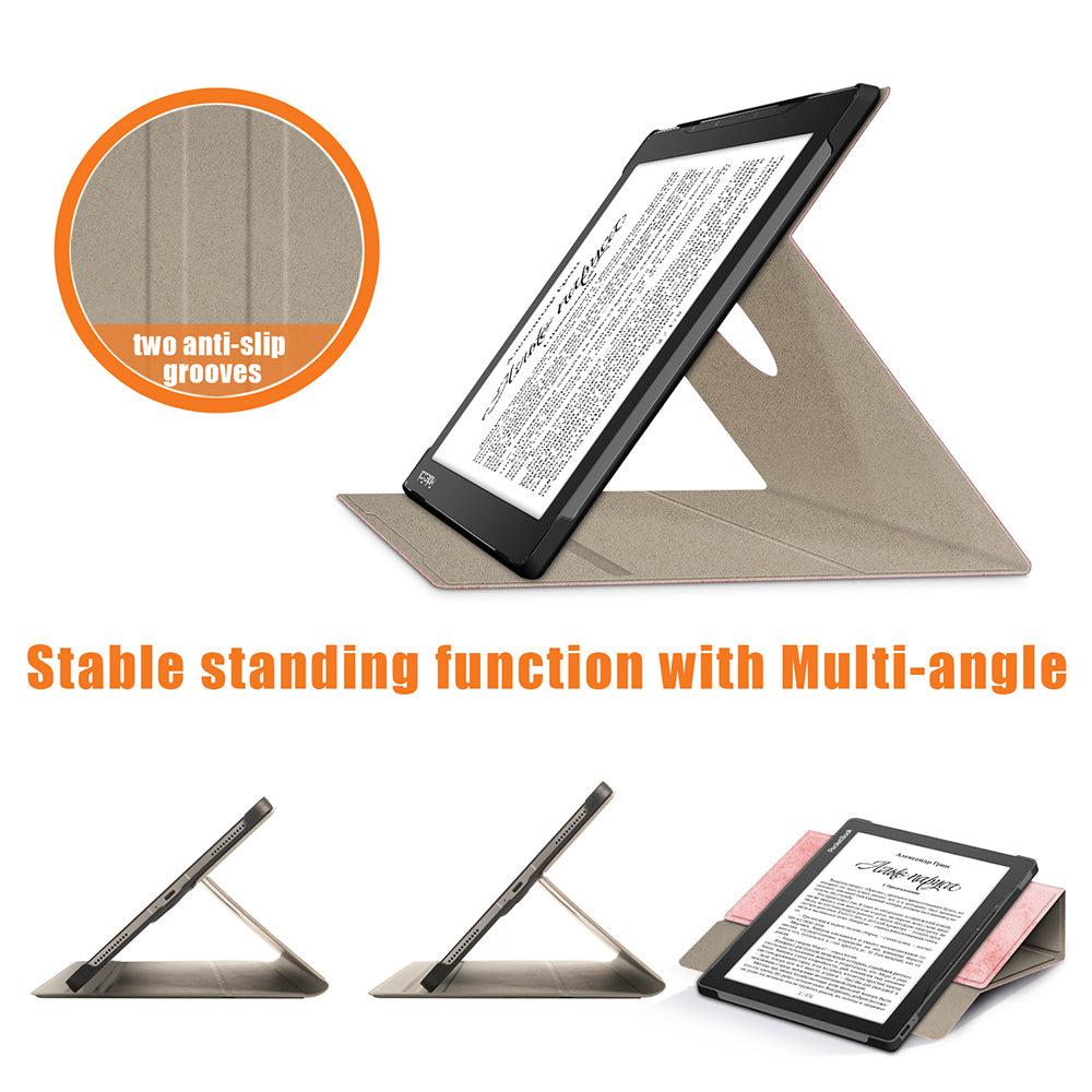 For PocketBook InkPad Lite PB970 Rotary Kickstand Pen Holder Case Dual-Angle Anti-Scratch Textured Surface Cover