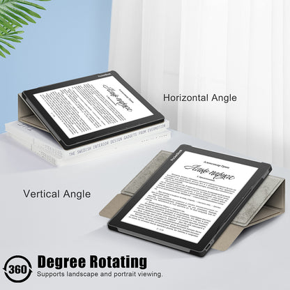 For PocketBook InkPad Lite PB970 Rotary Kickstand Pen Holder Case Dual-Angle Anti-Scratch Textured Surface Cover