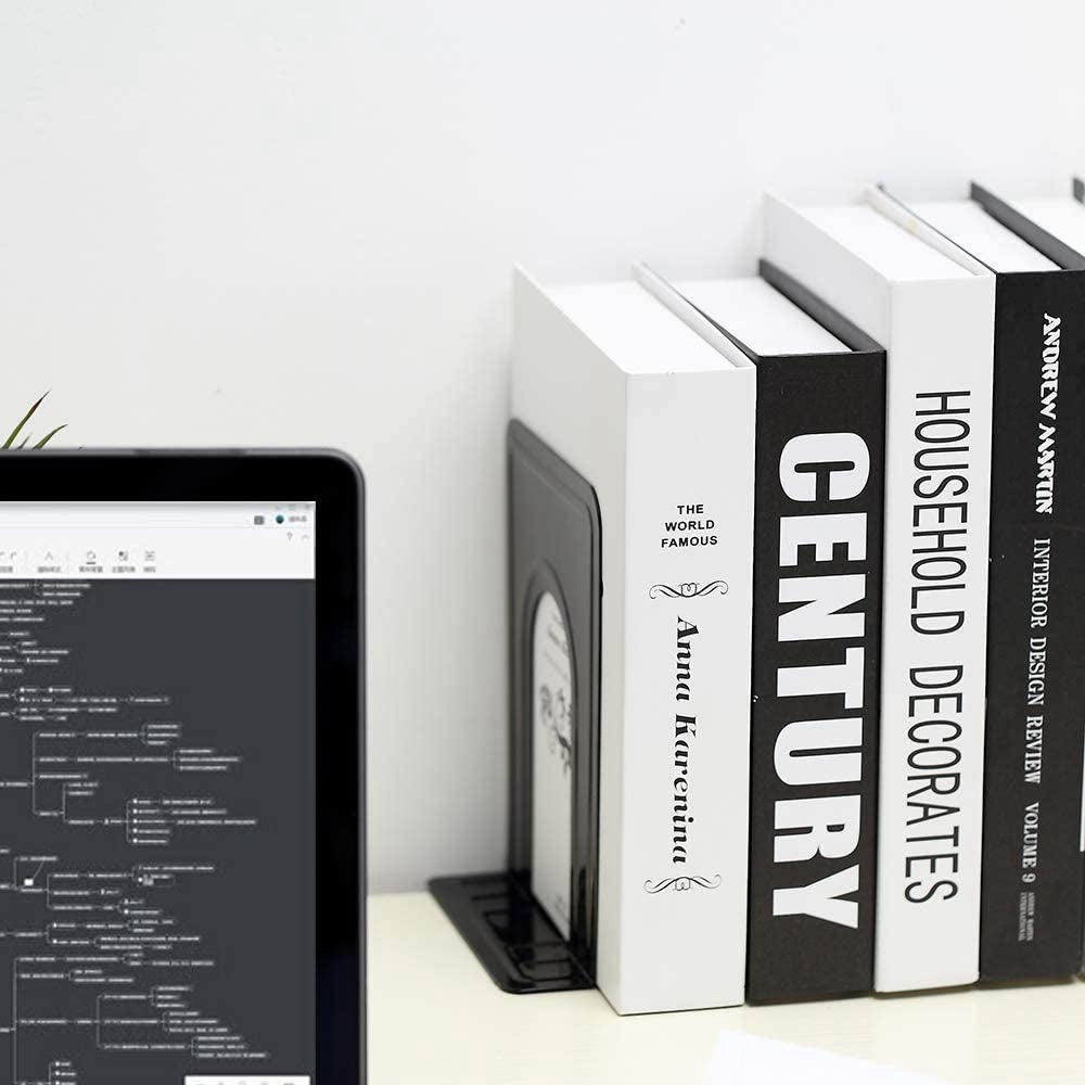 1 Pair Book Ends Metal Bookends Holding Book Universal Non-skid Heavy Duty Office Bookends Shelves, Size M