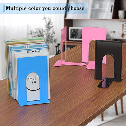 1 Pair Book Ends Metal Bookends Holding Book Universal Non-skid Heavy Duty Office Bookends Shelves, Size M