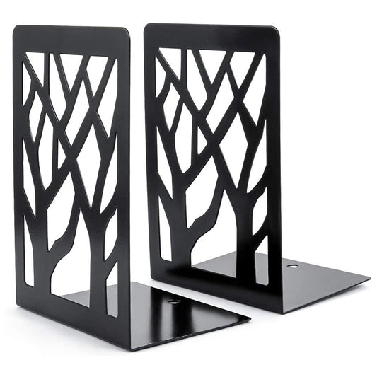 1 Pair Metal Book Ends Premium Decorative Bookend Books Magazines Shelves, Non-slip Book Holder Stoppers Organizers