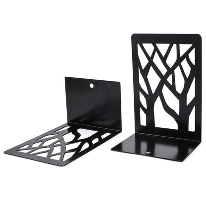 1 Pair Metal Book Ends Premium Decorative Bookend Books Magazines Shelves, Non-slip Book Holder Stoppers Organizers