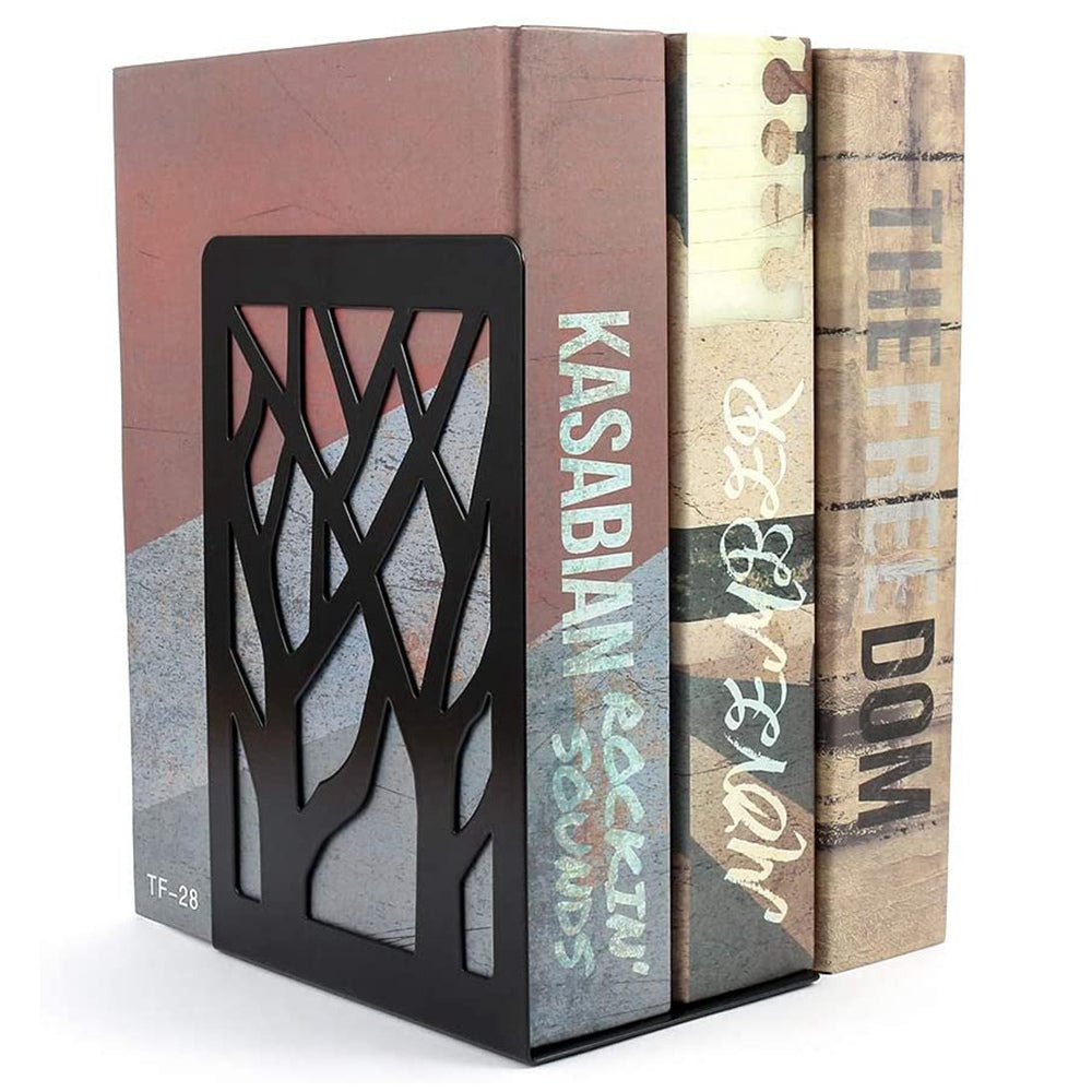 1 Pair Metal Book Ends Premium Decorative Bookend Books Magazines Shelves, Non-slip Book Holder Stoppers Organizers