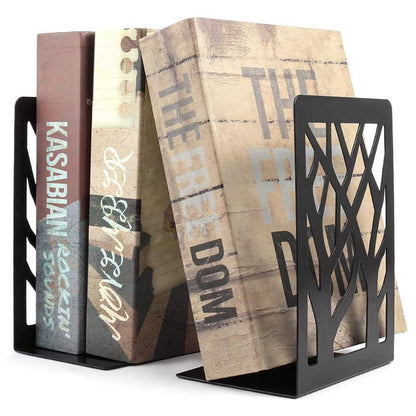 1 Pair Metal Book Ends Premium Decorative Bookend Books Magazines Shelves, Non-slip Book Holder Stoppers Organizers