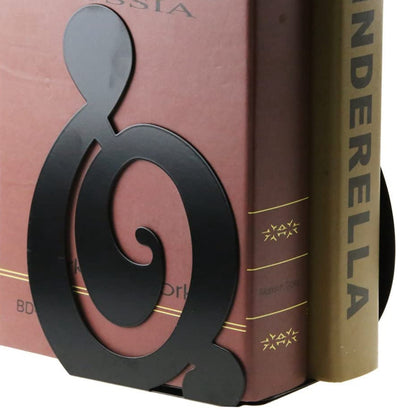 1 Pair Metal Book Ends Bookends Musical High Note Shape Book Stand Holder Desktop Storage Holder