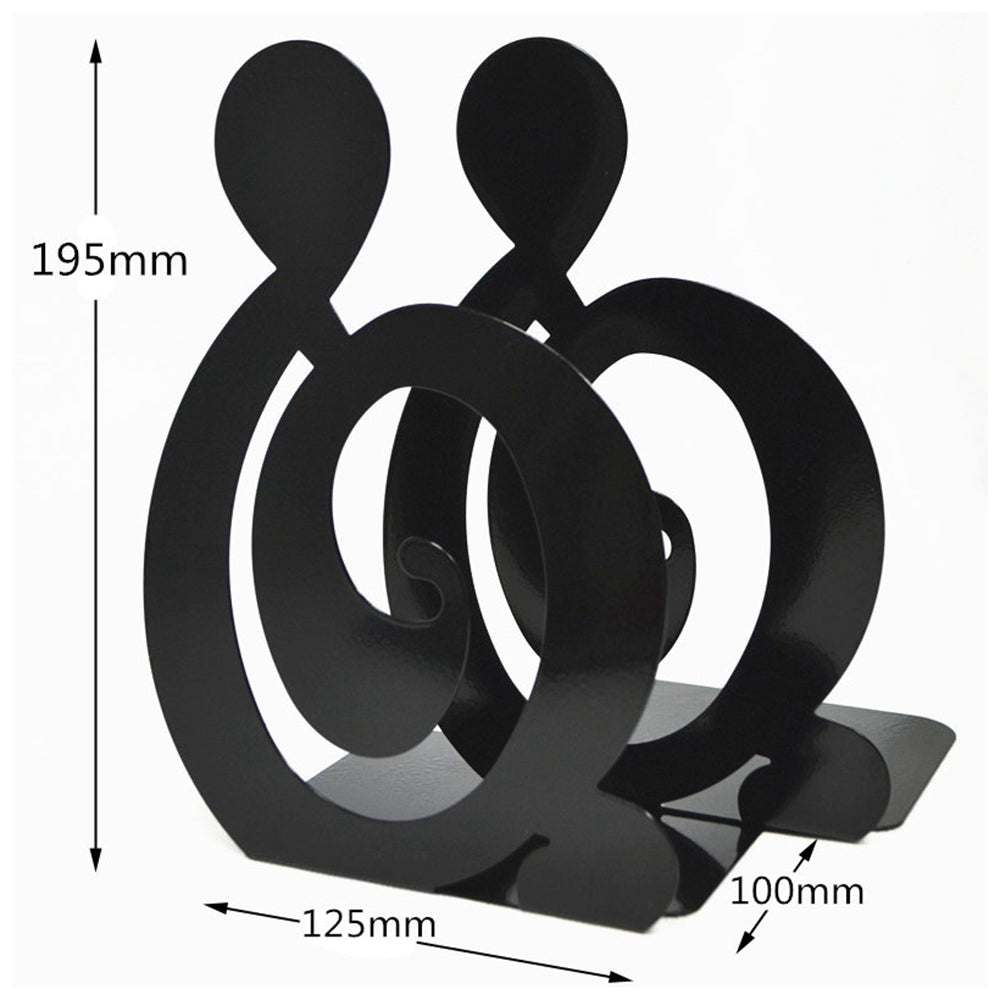 1 Pair Metal Book Ends Bookends Musical High Note Shape Book Stand Holder Desktop Storage Holder