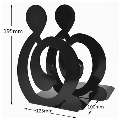 1 Pair Metal Book Ends Bookends Musical High Note Shape Book Stand Holder Desktop Storage Holder