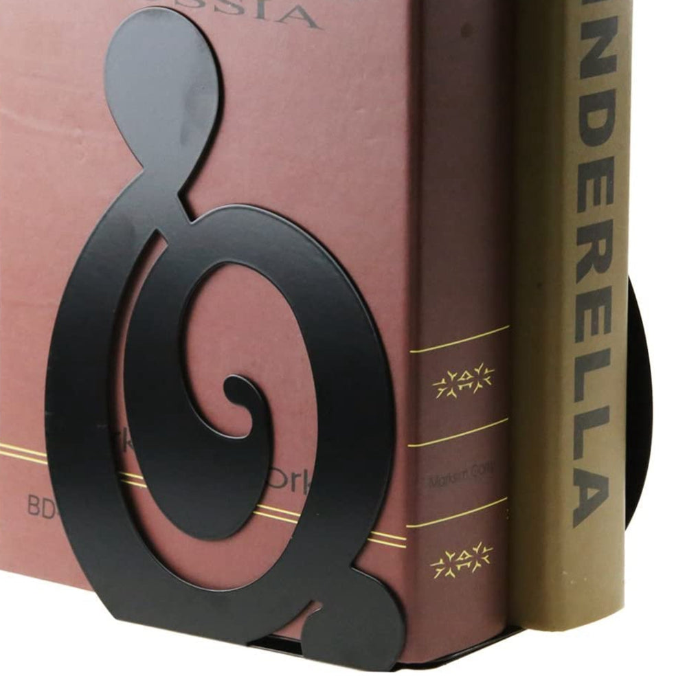 1 Pair Metal Book Ends Bookends Musical High Note Shape Book Stand Holder Desktop Storage Holder