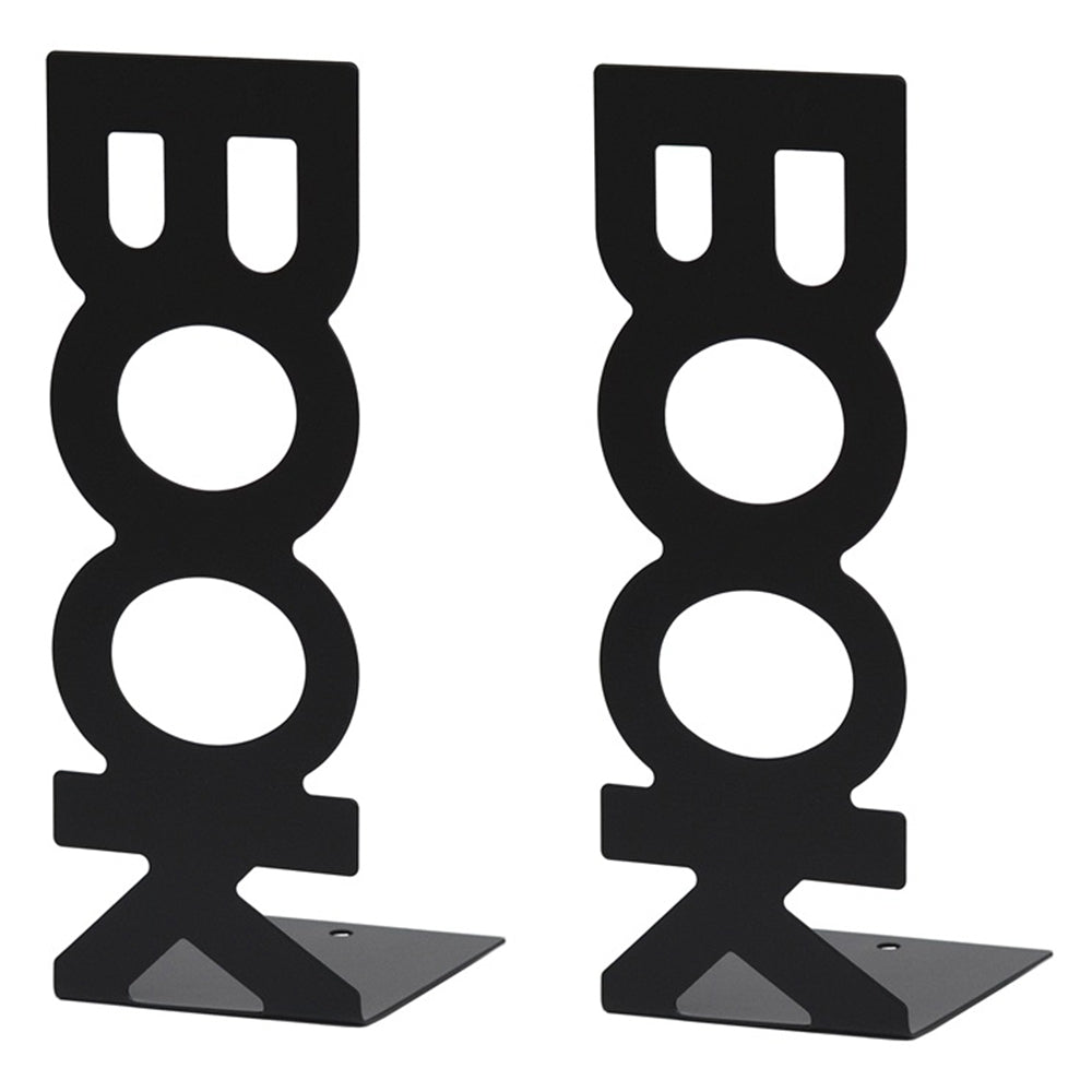 1 Pair BOOK Shape Design Metal Bookends Non-skid Desktop Bookshelf Books Holder Organizer