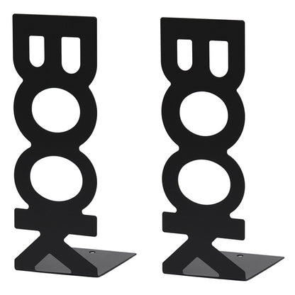 1 Pair BOOK Shape Design Metal Bookends Non-skid Desktop Bookshelf Books Holder Organizer