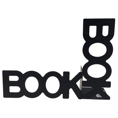 1 Pair BOOK Shape Design Metal Bookends Non-skid Desktop Bookshelf Books Holder Organizer