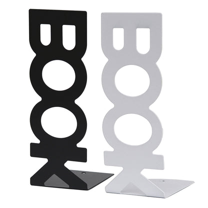 1 Pair BOOK Shape Design Metal Bookends Non-skid Desktop Bookshelf Books Holder Organizer
