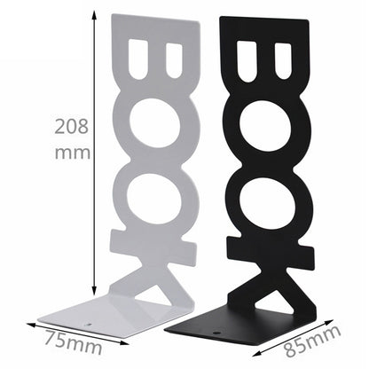 1 Pair BOOK Shape Design Metal Bookends Non-skid Desktop Bookshelf Books Holder Organizer