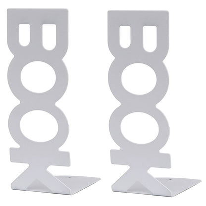 1 Pair BOOK Shape Design Metal Bookends Non-skid Desktop Bookshelf Books Holder Organizer