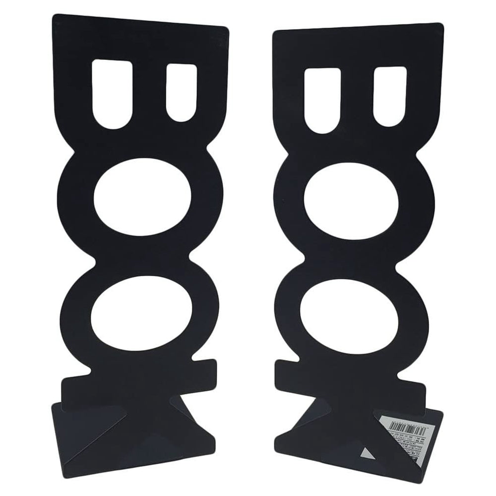 1 Pair BOOK Shape Design Metal Bookends Non-skid Desktop Bookshelf Books Holder Organizer