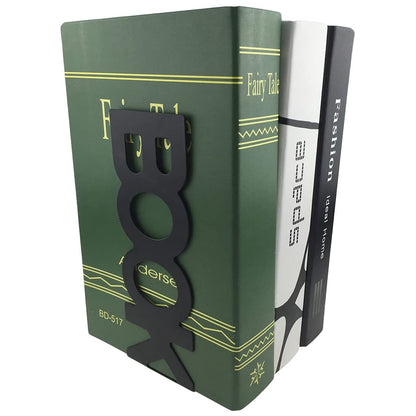 1 Pair BOOK Shape Design Metal Bookends Non-skid Desktop Bookshelf Books Holder Organizer