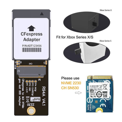 SA-046 For XBOX Series X/S CH SN530 SSD PCIe4.0 Expansion Memory Card CF-Express Type-B to M.2 NVMe 2230 M-Key Adapter