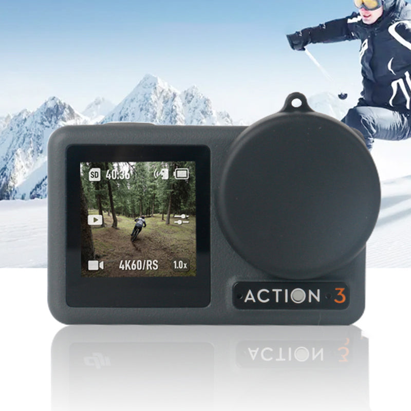 For DJI Osmo Action 3 Battery Storage Box Lens Cover Tempered Glass Screen Protector Set