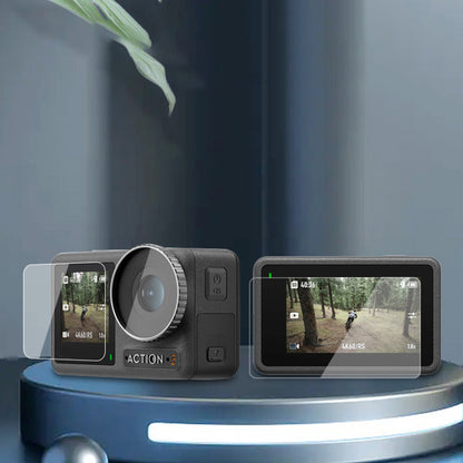 For DJI Osmo Action 3 Battery Storage Box Lens Cover Tempered Glass Screen Protector Set