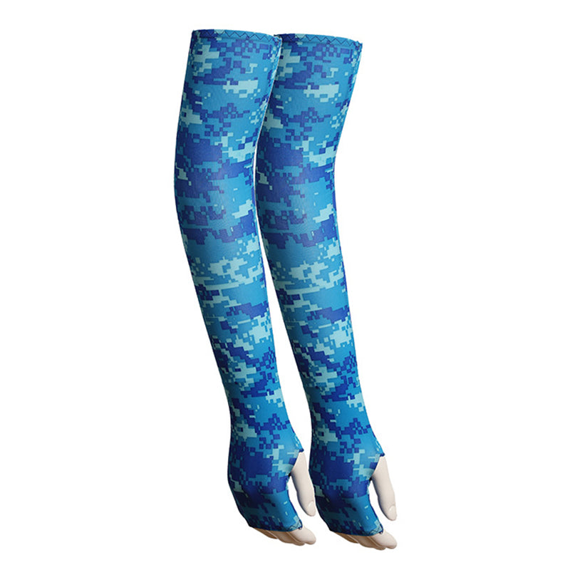 1 Pair Men Women Summer Outdoor Sports Anti-UV Ice Silk Arm Sleeves Half Finger Gloves with Thumb Hole