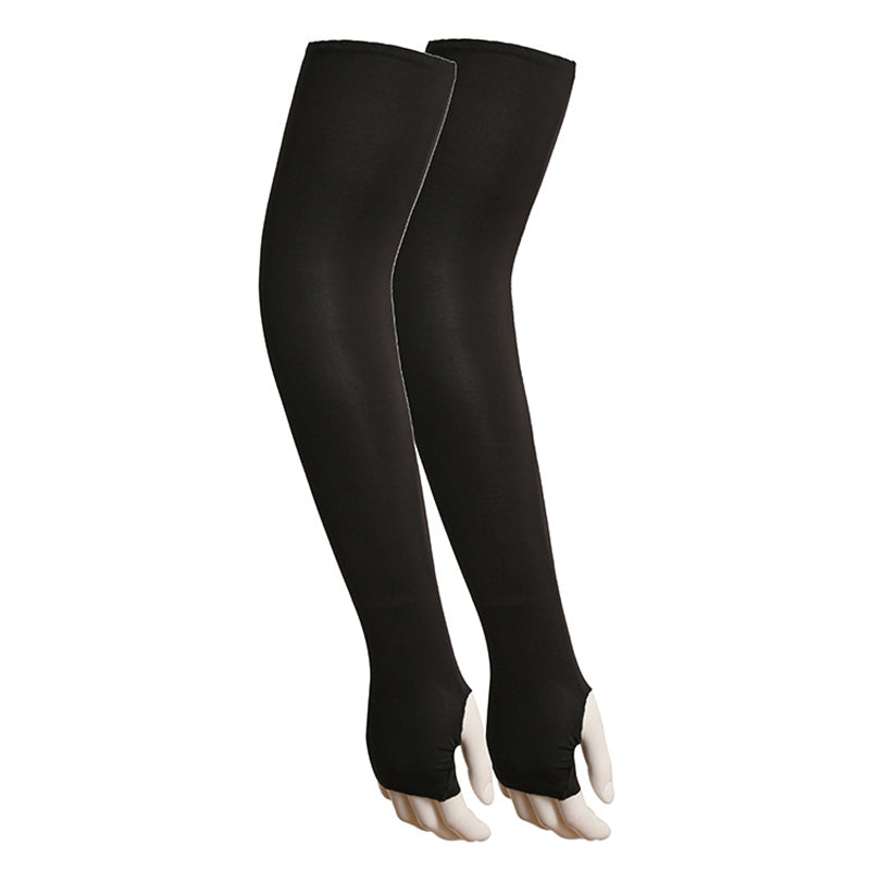 1 Pair Men Women Summer Outdoor Sports Anti-UV Ice Silk Arm Sleeves Half Finger Gloves with Thumb Hole