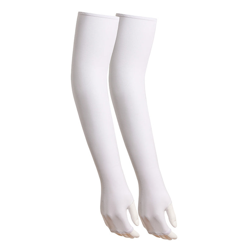 1 Pair Men Women Summer Outdoor Sports Anti-UV Ice Silk Arm Sleeves Half Finger Gloves with Thumb Hole