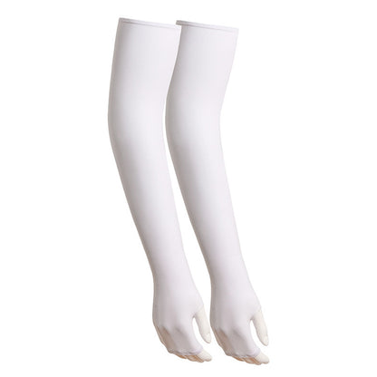 1 Pair Men Women Summer Outdoor Sports Anti-UV Ice Silk Arm Sleeves Half Finger Gloves with Thumb Hole