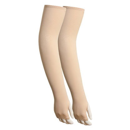 1 Pair Men Women Summer Outdoor Sports Anti-UV Ice Silk Arm Sleeves Half Finger Gloves with Thumb Hole