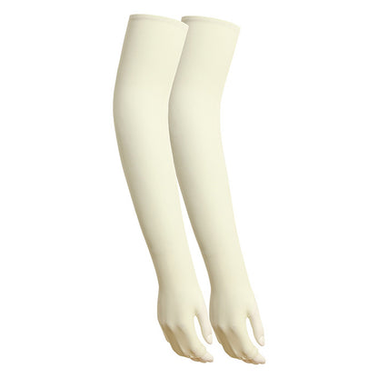 1 Pair Men Women Summer Outdoor Sports Anti-UV Ice Silk Arm Sleeves Half Finger Gloves with Thumb Hole