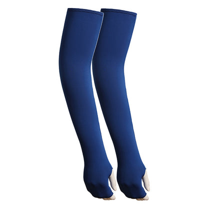 1 Pair Men Women Summer Outdoor Sports Anti-UV Ice Silk Arm Sleeves Half Finger Gloves with Thumb Hole