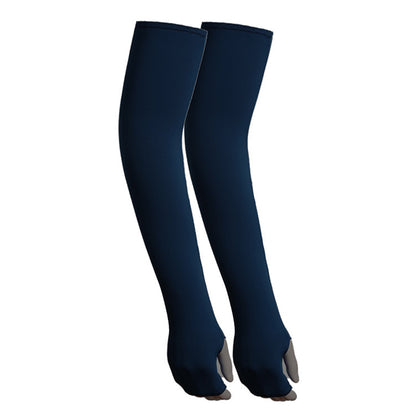 1 Pair Men Women Summer Outdoor Sports Anti-UV Ice Silk Arm Sleeves Half Finger Gloves with Thumb Hole