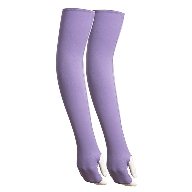 1 Pair Men Women Summer Outdoor Sports Anti-UV Ice Silk Arm Sleeves Half Finger Gloves with Thumb Hole