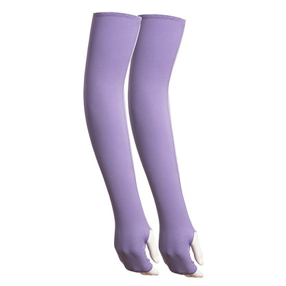 1 Pair Men Women Summer Outdoor Sports Anti-UV Ice Silk Arm Sleeves Half Finger Gloves with Thumb Hole