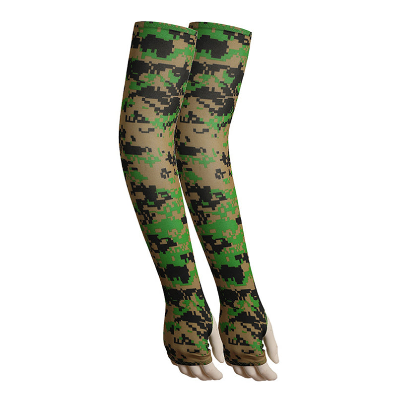 1 Pair Men Women Summer Outdoor Sports Anti-UV Ice Silk Arm Sleeves Half Finger Gloves with Thumb Hole