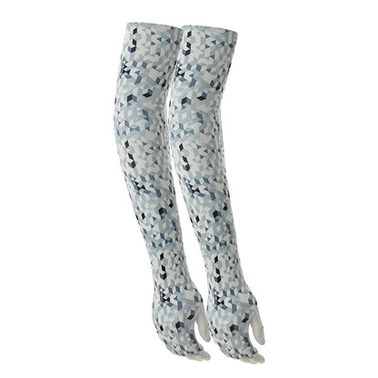 1 Pair Men Women Summer Outdoor Sports Anti-UV Ice Silk Arm Sleeves Half Finger Gloves with Thumb Hole