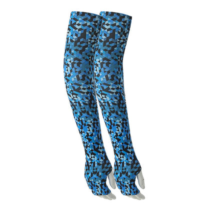 1 Pair Men Women Summer Outdoor Sports Anti-UV Ice Silk Arm Sleeves Half Finger Gloves with Thumb Hole