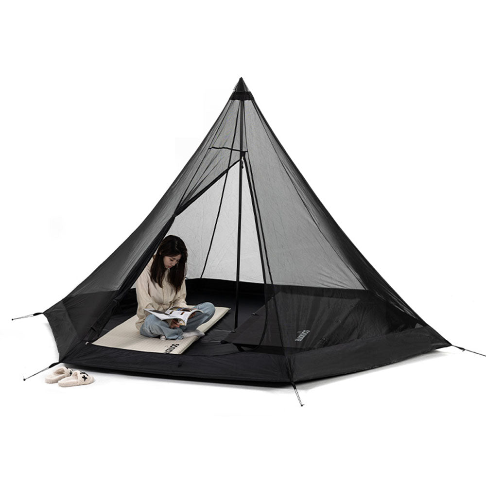 BLACKDOG BD-ZP003 Outdoor Portable Tent Hexagonal Pyramid Folding Tent Large Space Nature Hiking Camping Tourist Dinner Picnic Tent for 3-4 People