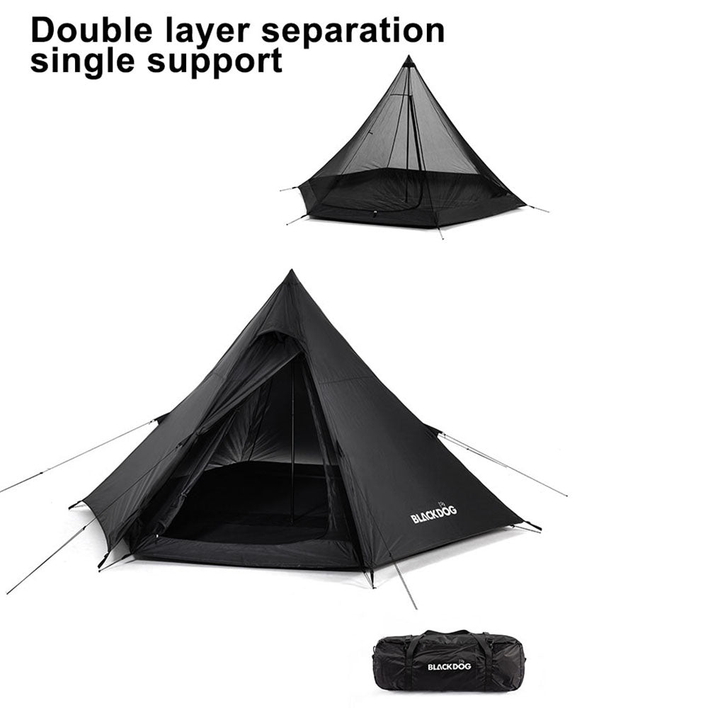 BLACKDOG BD-ZP003 Outdoor Portable Tent Hexagonal Pyramid Folding Tent Large Space Nature Hiking Camping Tourist Dinner Picnic Tent for 3-4 People