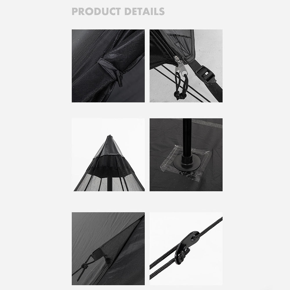 BLACKDOG BD-ZP003 Outdoor Portable Tent Hexagonal Pyramid Folding Tent Large Space Nature Hiking Camping Tourist Dinner Picnic Tent for 3-4 People